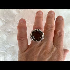 John Hardy SS/18K Batu Sari Smokey Topaz Ring